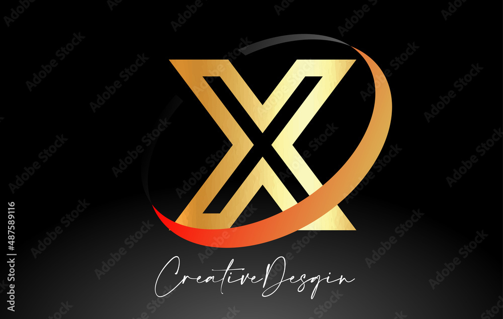 Outline Letter X Logo Design in Black and Golden Colors Vector Icon Outline Letter X Logo Design in Black and Golden Colors Vector Icon