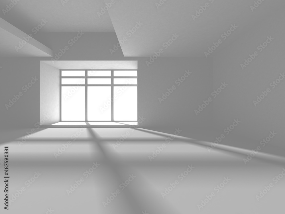 Fototapeta premium Illuminated corridor interior design. Empty Room Interior Background