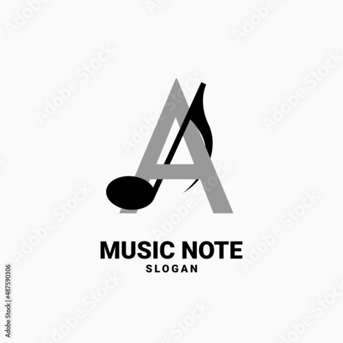 letter A with music note vector logo design