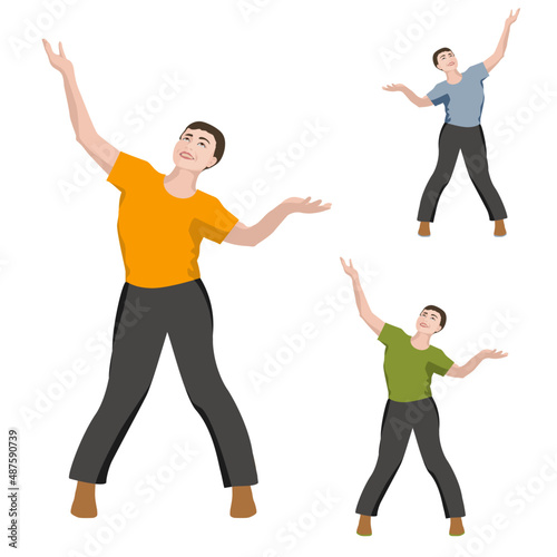 Juggler stands with arms raised vector