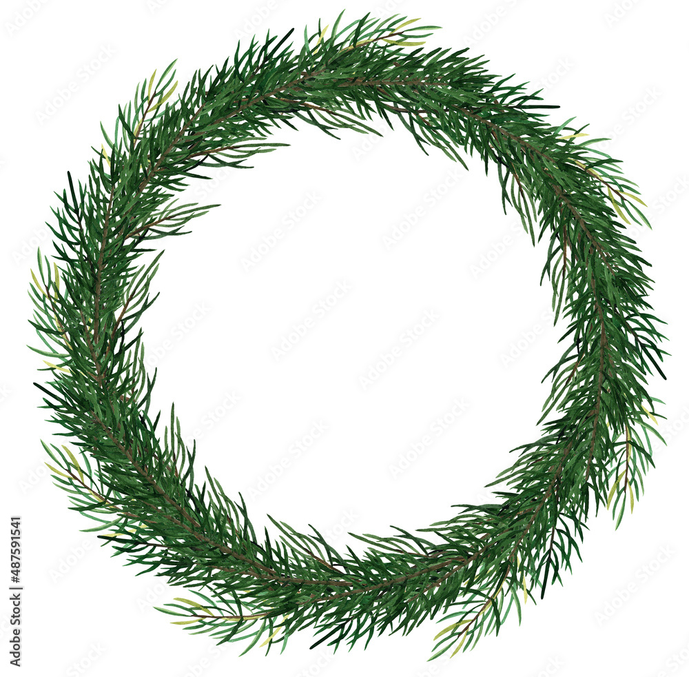 The base for the wreath of spruce branches. Spruce wreath. Christmas decor