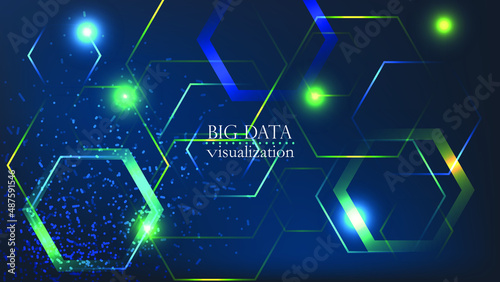 Cryptocurrency fintech network blockchain and programming concept. Technology HUD Element. Connecting dots and lines. digital background with particles.