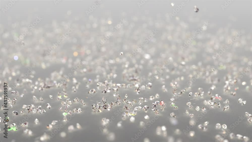Diamond Rain On Neutral Background With Shallow Depth Of Field