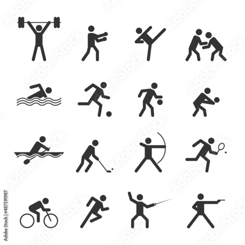 Summer sport icons set. Vector Flat.