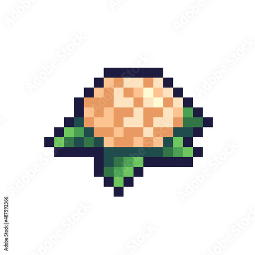 Cauliflower pixel art icon. Cabbage logo. 8-bit sprite. Green salad.  Game development, mobile app.  Isolated vector illustration