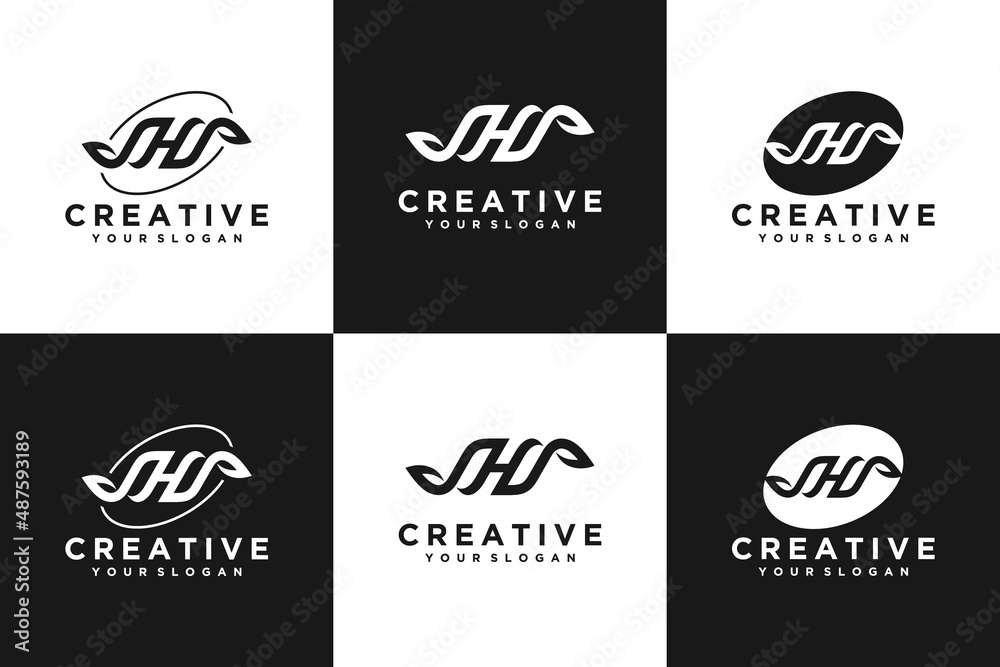 creative initial H with leaf, reference logo for your business creative initial H with leaf, reference logo for your business