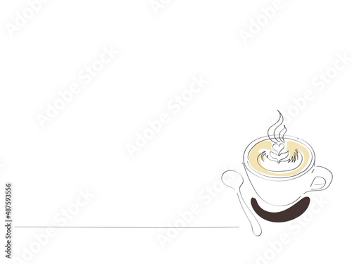 Semi-Abstract, Line Drawing Of Minimalist line drawing of hot coffee cup