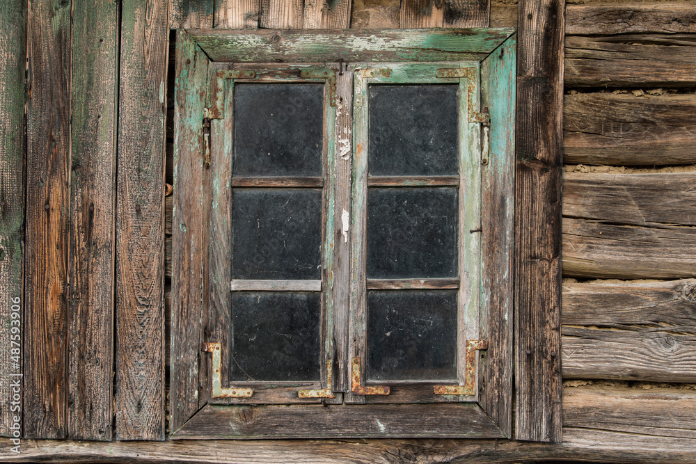 Rustic style aged window in rural home wall. Rustic style aged window in rural home wall.