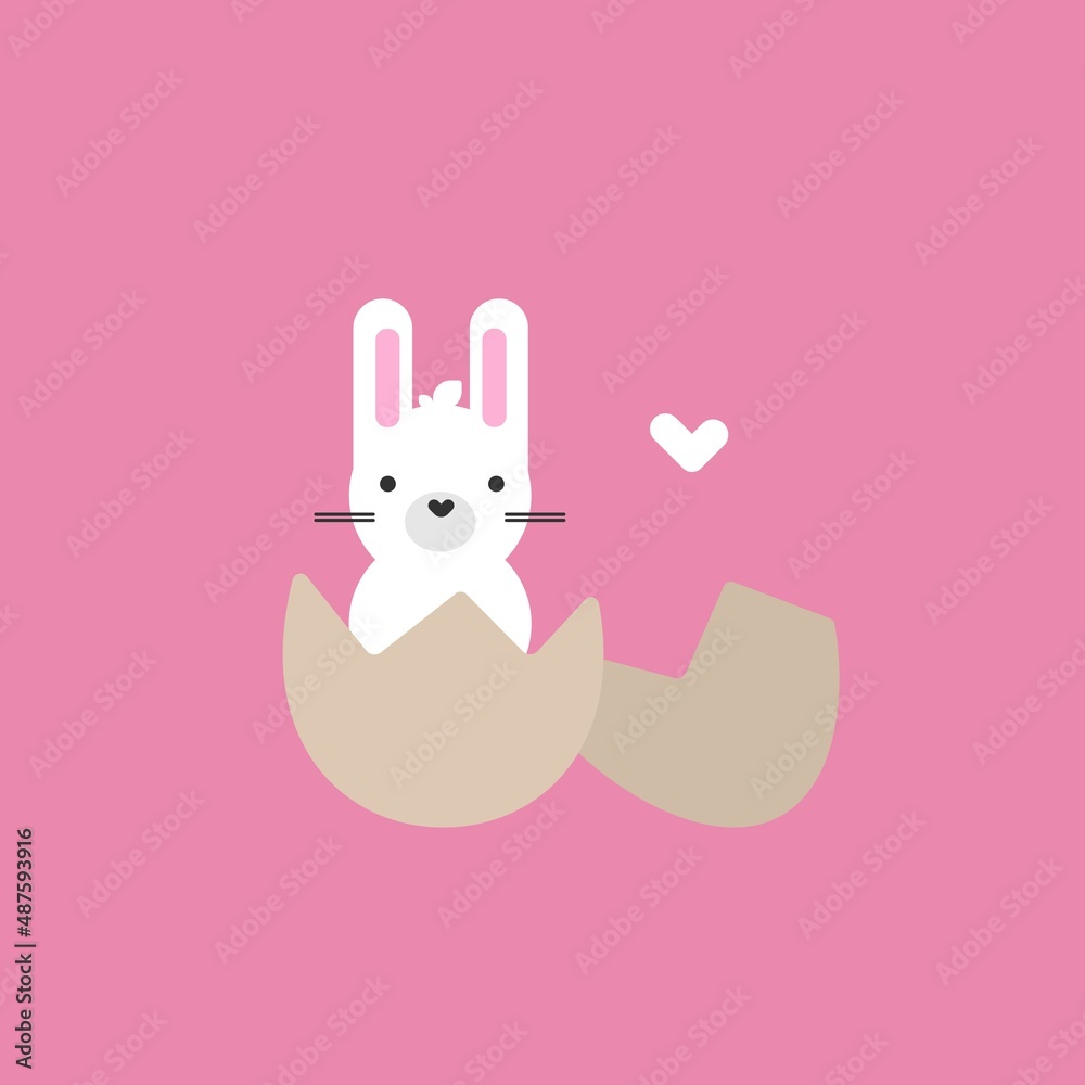 Vector cute and simple easter illustration with bunny and egg for print, poster or card. Vector cute and simple easter illustration with bunny and egg for print, poster or card.
