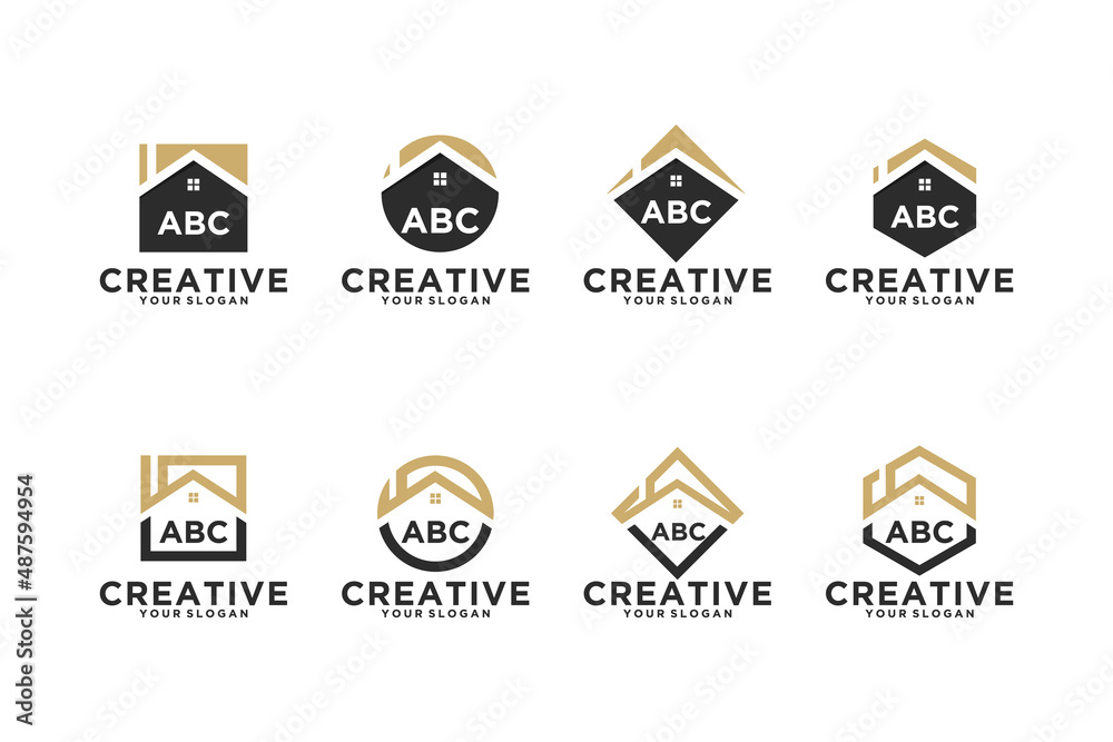 set of creative building logo ,property logo,real estate logo, reference logo for your business