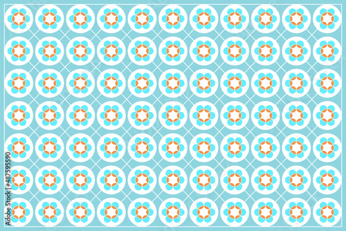 Seamless circles pattern with blue background. Flora pattern background made from circles.