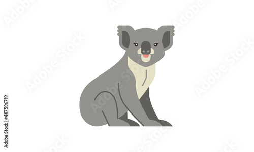 Koala Arnan (Phascolarctos cinereus), Australian native cute animal isolated flat vector illustration