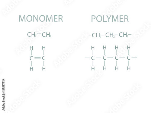 Monomer and polymer molecular skeletal chemical formula.