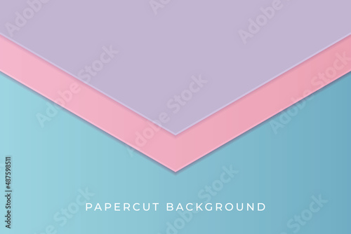 Blue and pink and purple pastel color paper geometric flat lay background