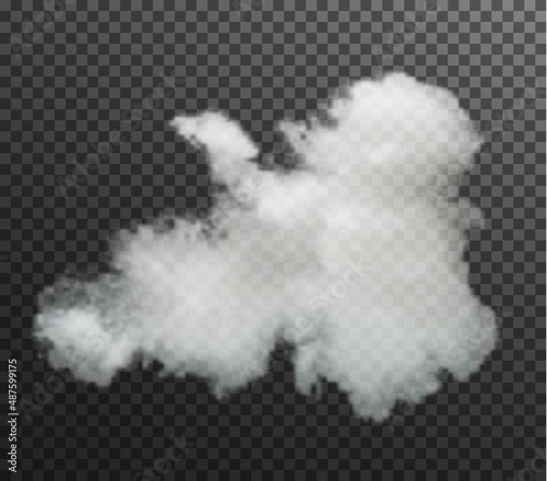 Vector isolated smoke PNG. White smoke texture on a transparent black background. Special effect of steam, smoke, fog, clouds. 