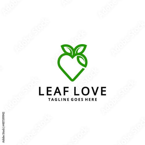 Illustration of leaf shape combination with heart sign, for environmental company.