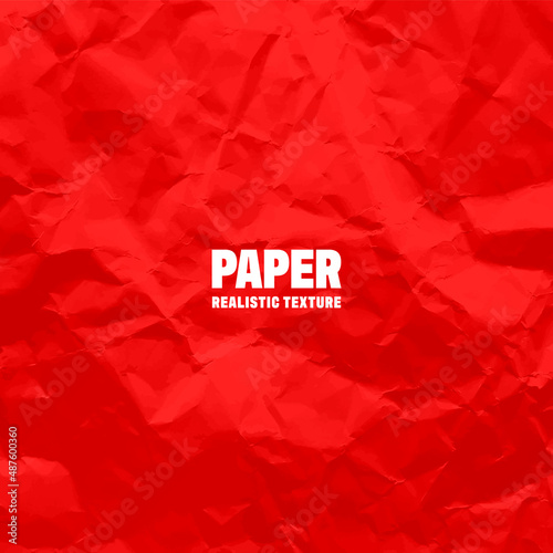 Colorful red crumpled paper texture. Rough grunge old blank. Colored background. Vector illustration