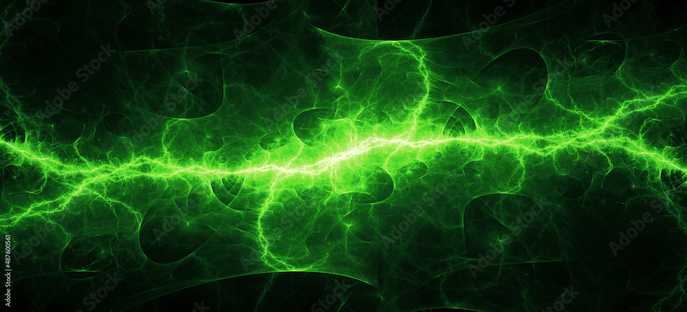 Naklejka premium Green energy, electrical lightning abstract background