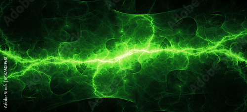 Green energy, electrical lightning abstract background
