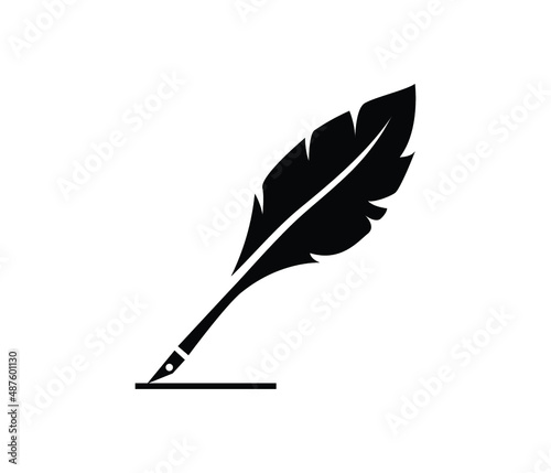 Feather ink pen icon vector