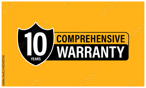 Ten year comprehensive warranty. vector icon. 10 years warranty