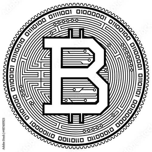 Bitcoin Design Swappable Icon Binary Border Circuit Board Background Cryptocurrency Vector