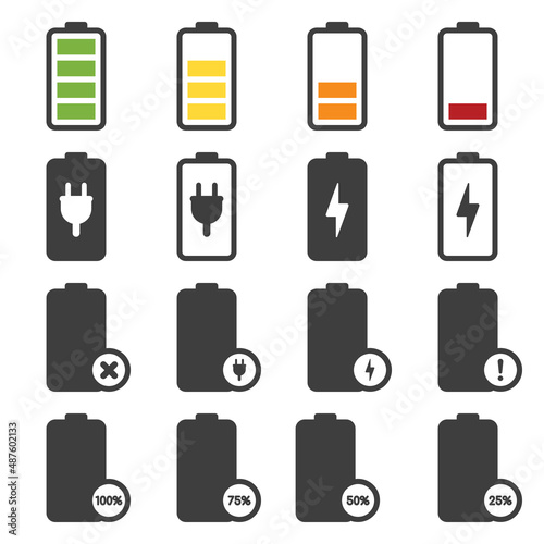 Battery icons set