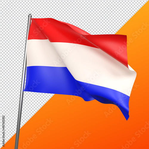 Netherlands flag 3d render. clipping paht