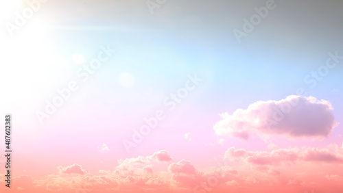 Photography pink and blue sky and white heap cloud moving time lapse