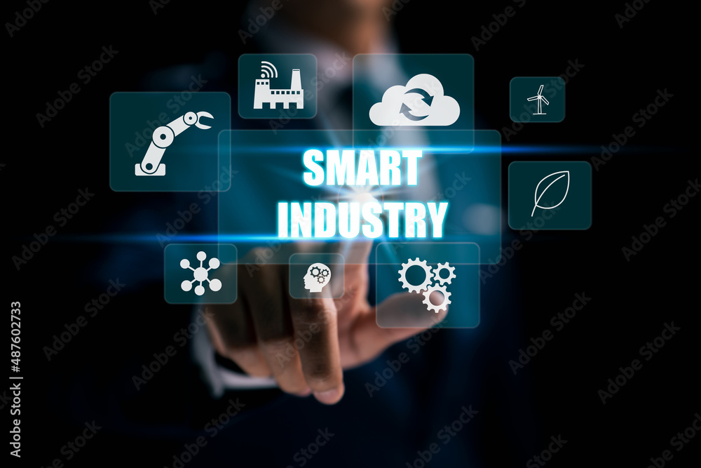Manufacturing technology concept for smart industry 4.0 innovation automation.