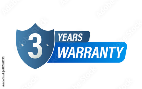 warranty abstract, 3 year warranty vectoir icon. blue in color