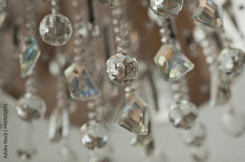 A chandelier made of crystal elements in close-up 4017. A chandelier made of crystal elements in close-up 4017.