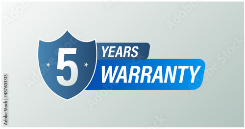 'five year warranty' vector icon. service warranty abstract, blue in color