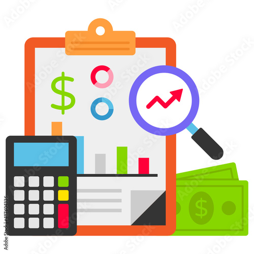Cash flow statement Concept,  Comparison with Historical Trend Vector Icon Design, Business Finance Symbol, Treasury and Capital Budget Sign, Financial Planning Analysis and Control stock illustration