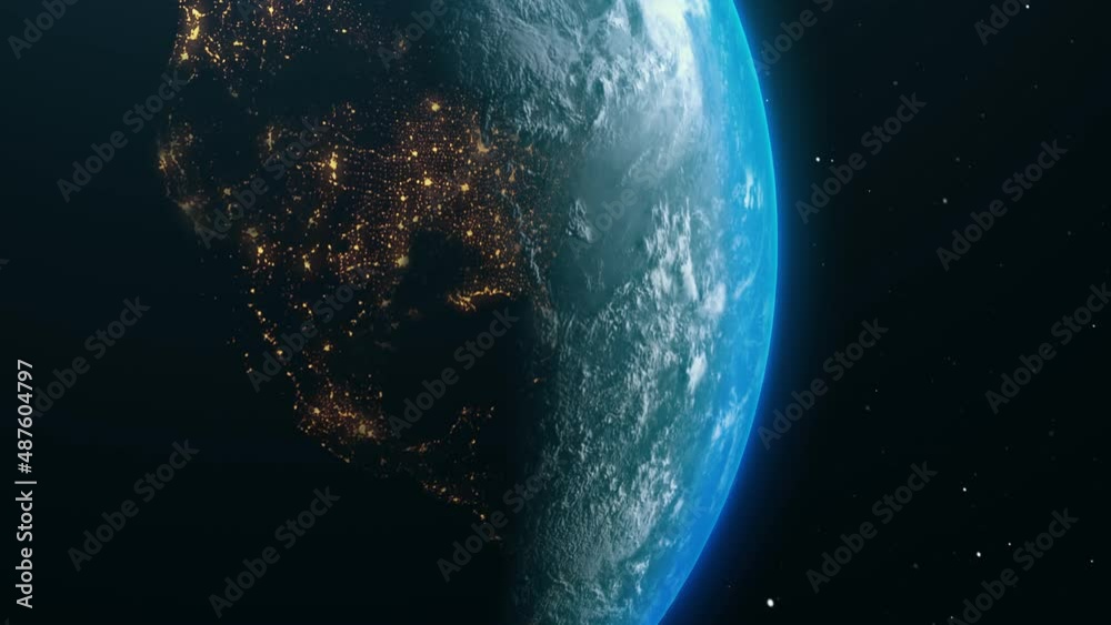 Sunrise over the Americas. Elements furnished by NASA. 4K animation.