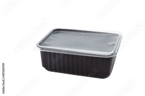 Large plastic, disposable box on a white background