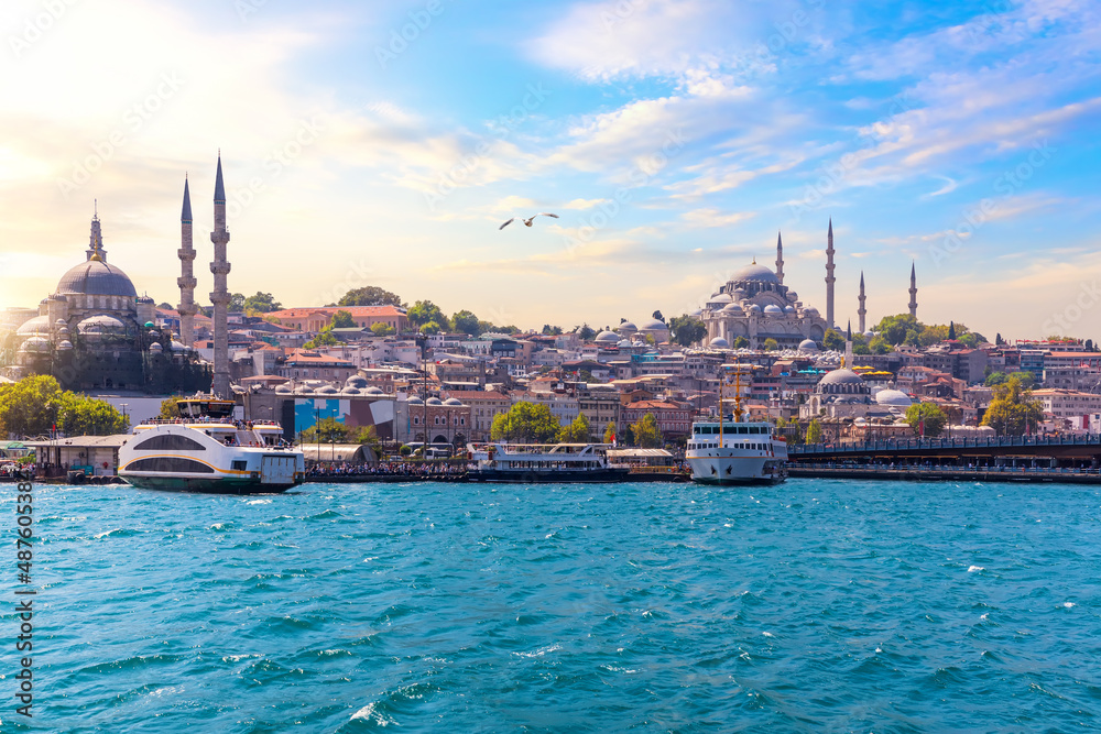 Famous Rustem Pasha Mosque and Suleymaniye Mosque, Bosphorus, Istanbul