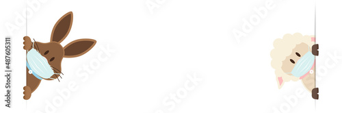 Osterhase & Schaf Maske Banner Innen