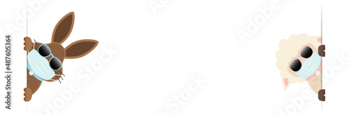 Osterhase & Schaf Maske Sonnenbrille Banner Innen