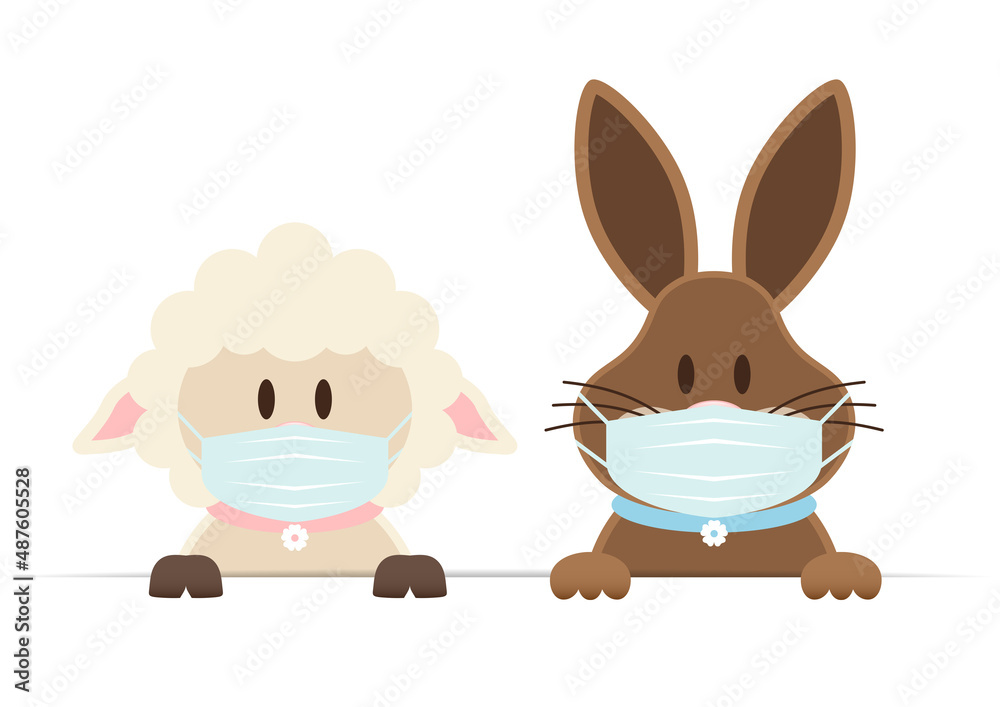 Obraz premium Schaf & Osterhase Maske Banner Horizontal