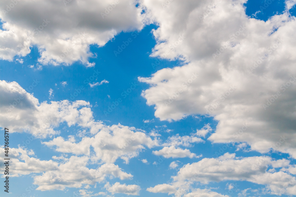 Fototapeta premium Blue sky with clouds as a background. Clouds receding into the distance.