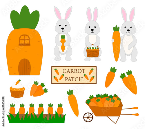 Carrot Patch Bunny vector illustration