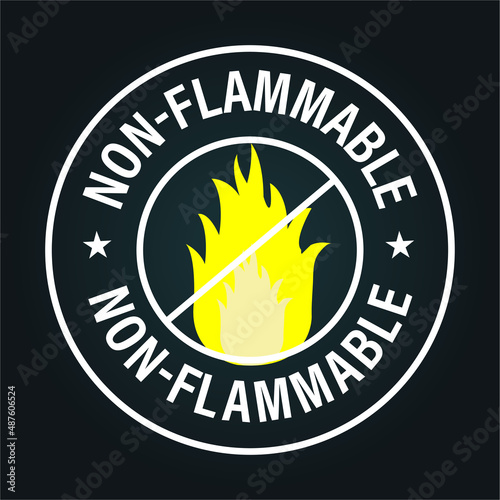 'non-flammable' rounded vector stamp isolated on dark background
