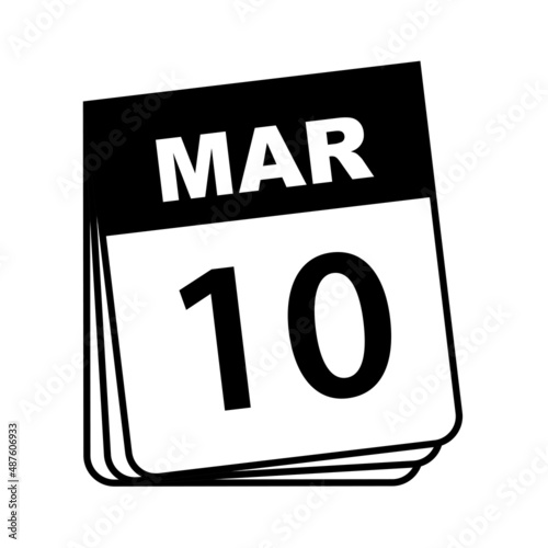 March 10. Calendar Icon. Vector Illustration. 
