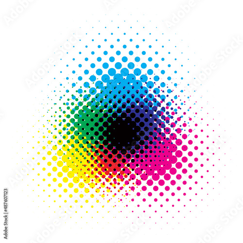 RGB and CMYK halftone vector illustration color