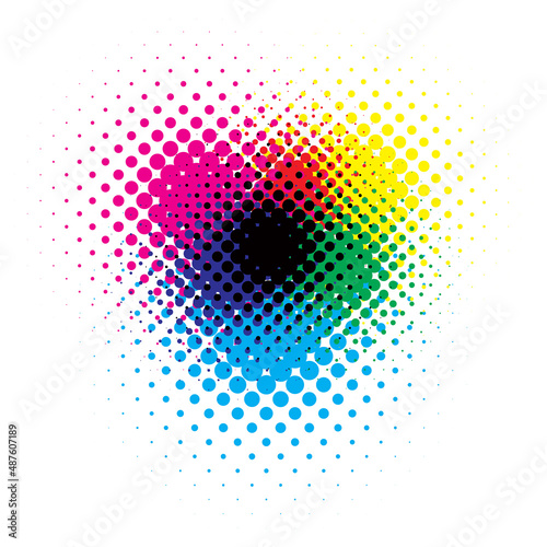 RGB and CMYK halftone vector illustration color
