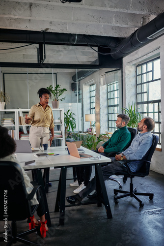 Multiracial businesspeople on a meeting in boardroom