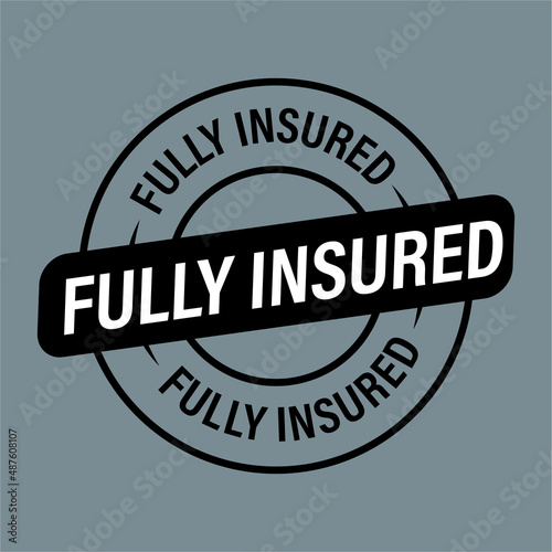 'fully insured' vector icon, black in color, line art