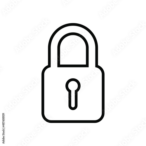 Padlock line icon. Lock black icon. Security symbol. Vector illustration isolated on white background. EPS 10