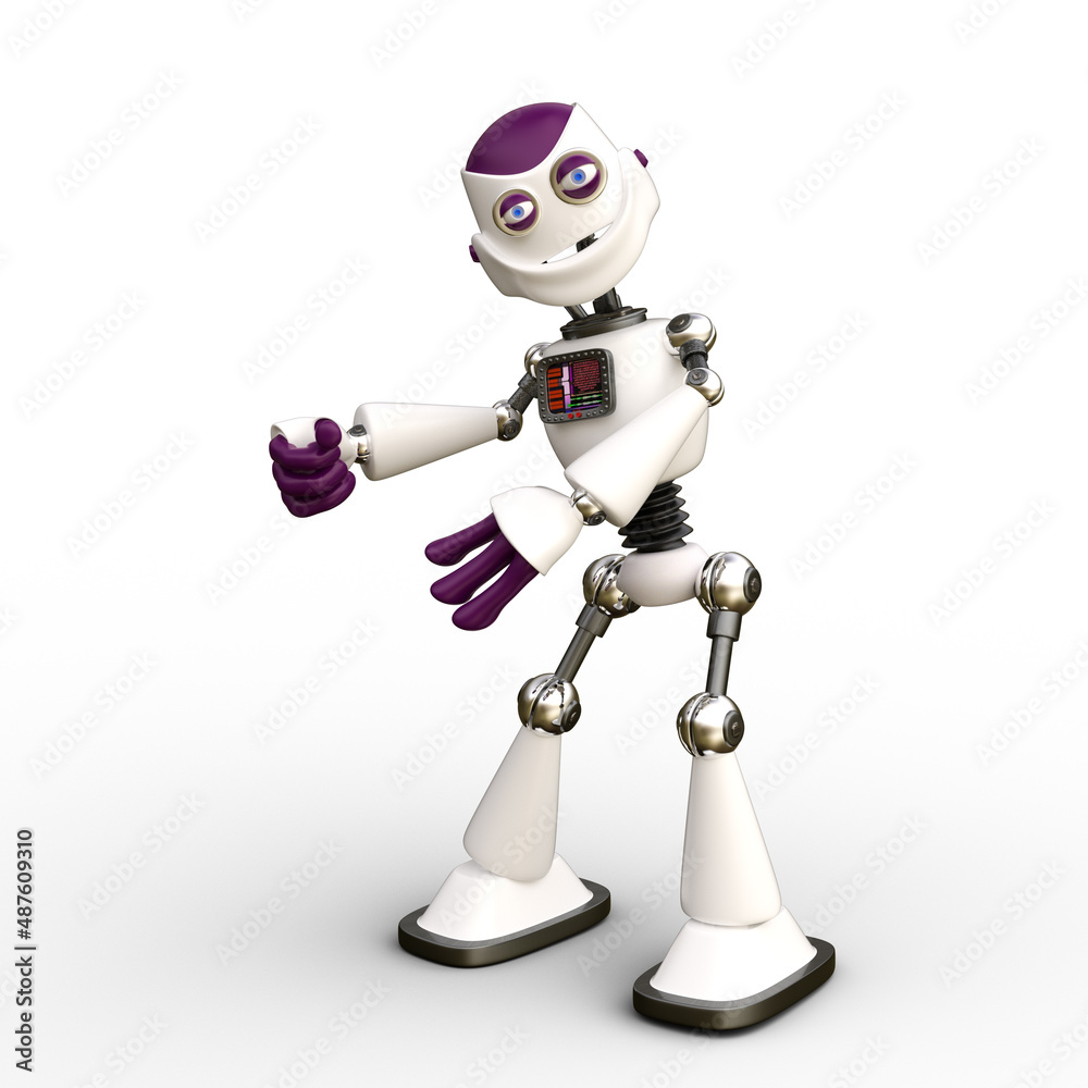 3D-illustration of a cute and funny cartoon robot. isolated rendering object 3D-illustration of a cute and funny cartoon robot. isolated rendering object